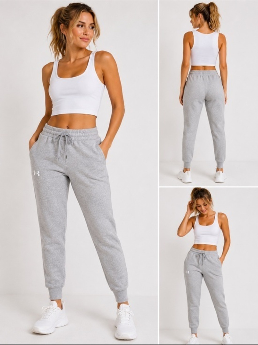 Under Armour Gray Fleece Jogger Sweatpants Medium Athletic Lounge Activewear